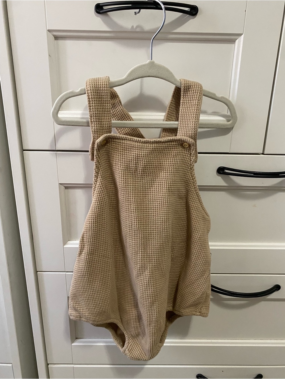 H&M Beige Waffle Knit Baby Overalls